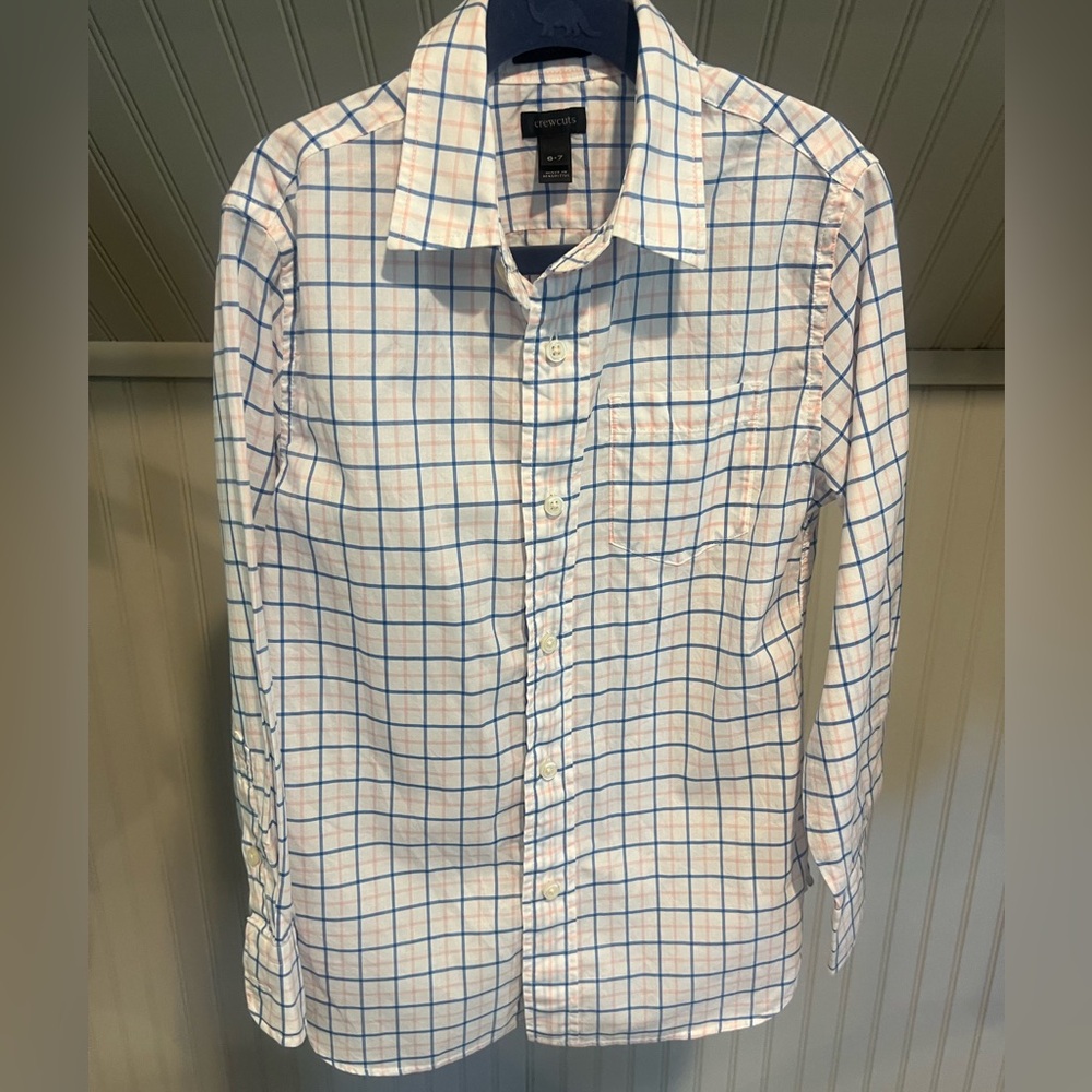 Crewcuts Boys Blue and Pink Plaid Shirt